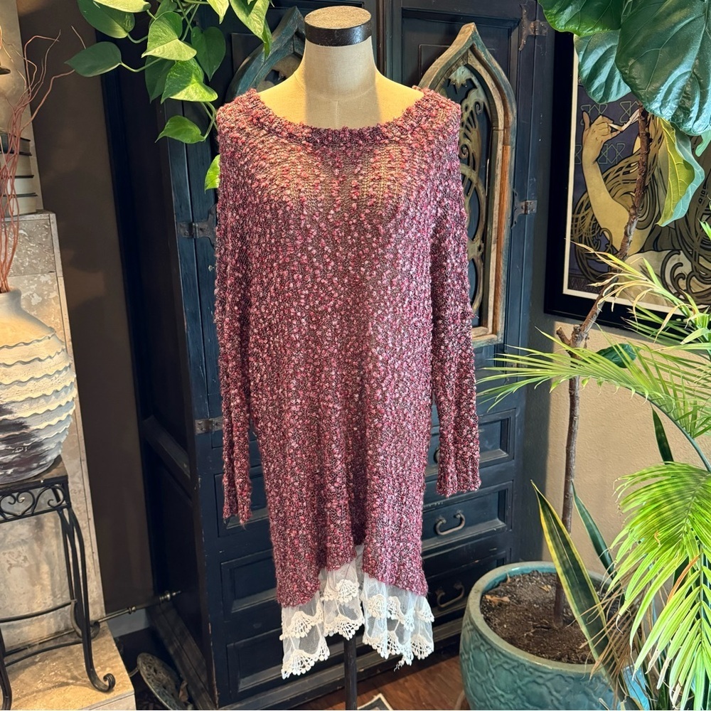 Altard State Final Chapter Sweater Dress Lace edging. Retro 90’s vibe.